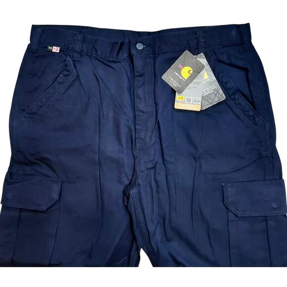 NEW Carhartt Flame Resistant Loose Fit Canvas Men's Blue Cargo Pants Sz 40x32 - Picture 1 of 7